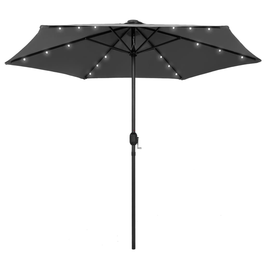 Image of vidaXL Parasol with LED Lights and Aluminium Pole 270 cm Anthracite