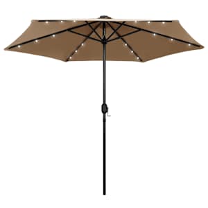 vidaXL aia p&auml;ikesevari LED-tuledega, alumiiniumpost, 270 cm, pruunikas
