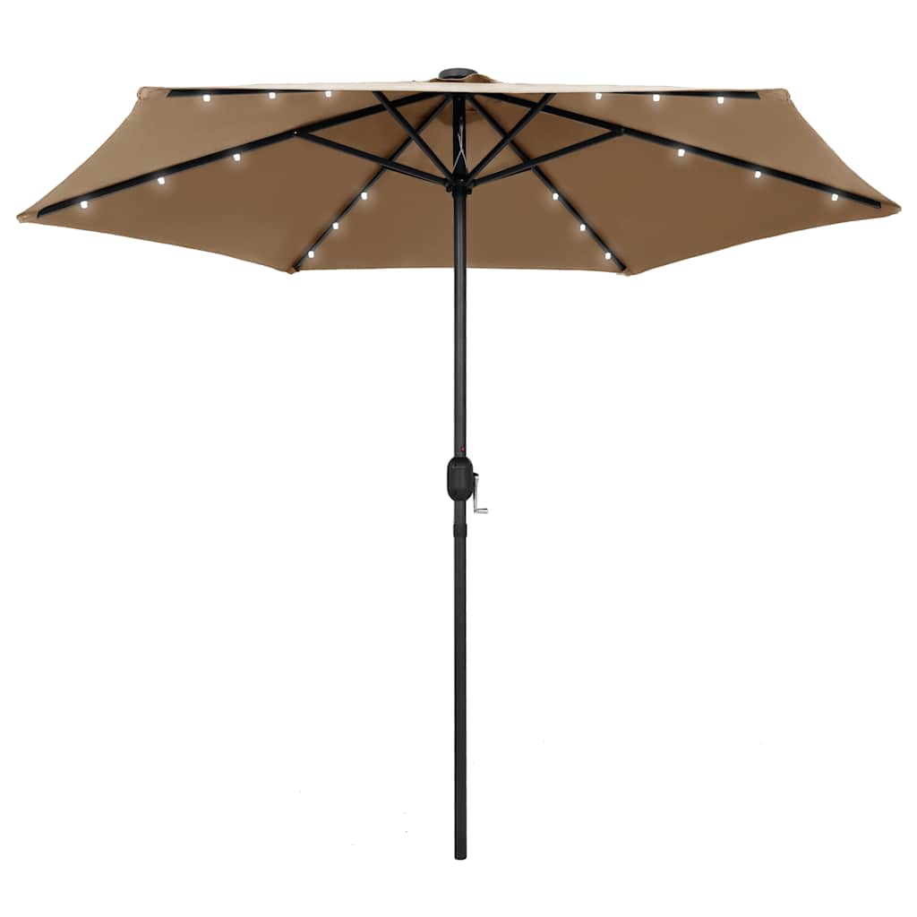 vidaXL Parasoll med LEDs och aluminiumstång 270 cm taupe
