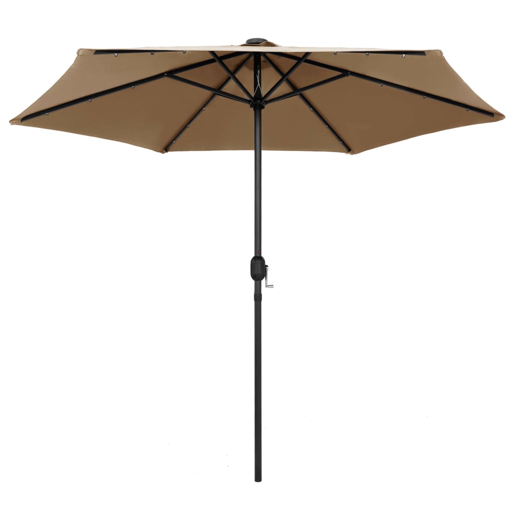 vidaXL Parasol met LED-verlichting en aluminium paal 270 cm taupe afbeelding