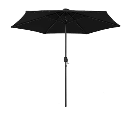 vidaXL Parasol de jardin avec lumi&egrave;res LED et m&acirc;t en aluminium noir