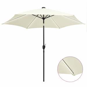 vidaXL aia p&auml;ikesevari LED-tuledega, alumiiniumpost, 300 cm, helebeež