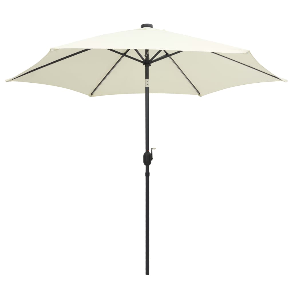 vidaXL Parasol met LED-verlichting en aluminium paal 300 cm zandwit afbeelding