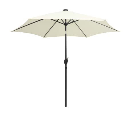 vidaXL Parasol met LED-verlichting en aluminium paal 300 cm zandwit