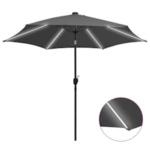 vidaXL aia p&auml;ikesevari LED-tuledega, alumiiniumpost, 300 cm antratsiit