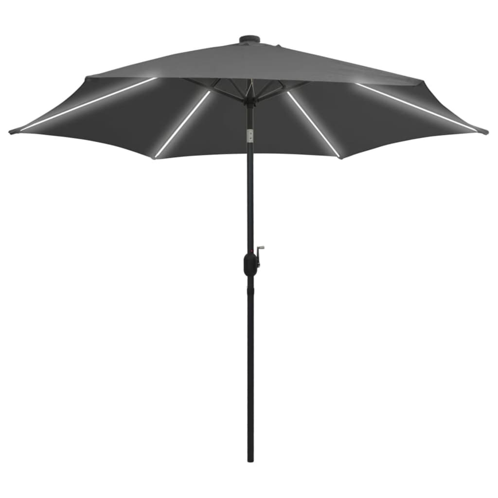 vidaXL Parasol with LED Lights and Aluminium Pole 300 cm Anthracite
