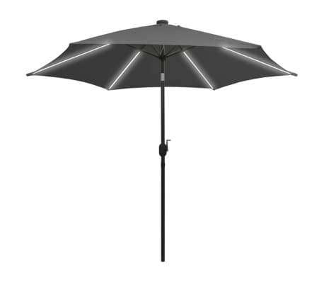 vidaXL Parasol with LED Lights and Aluminium Pole 300 cm Anthracite