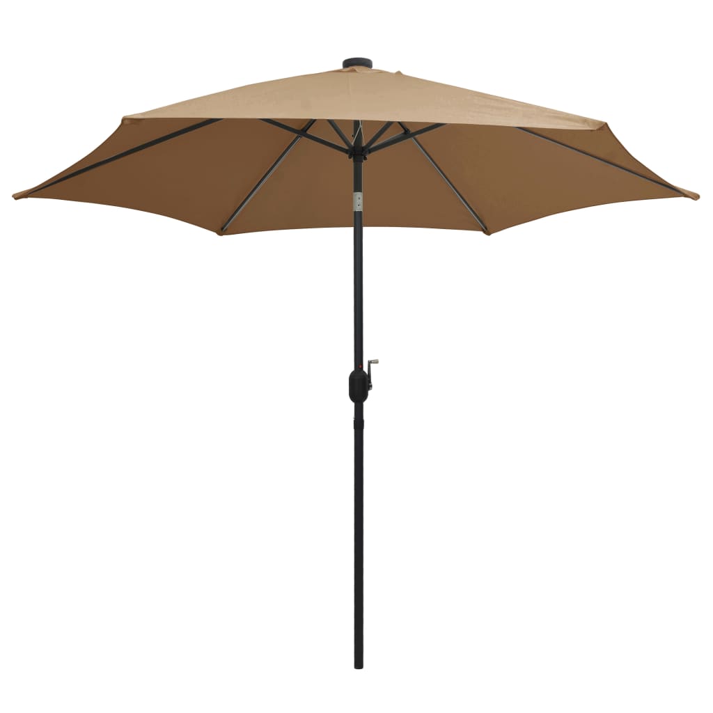 Parasol ogrodowy z taśmą LED ochrona UV 300 x 240 cm - kolor: taupe (szarobrązowy)