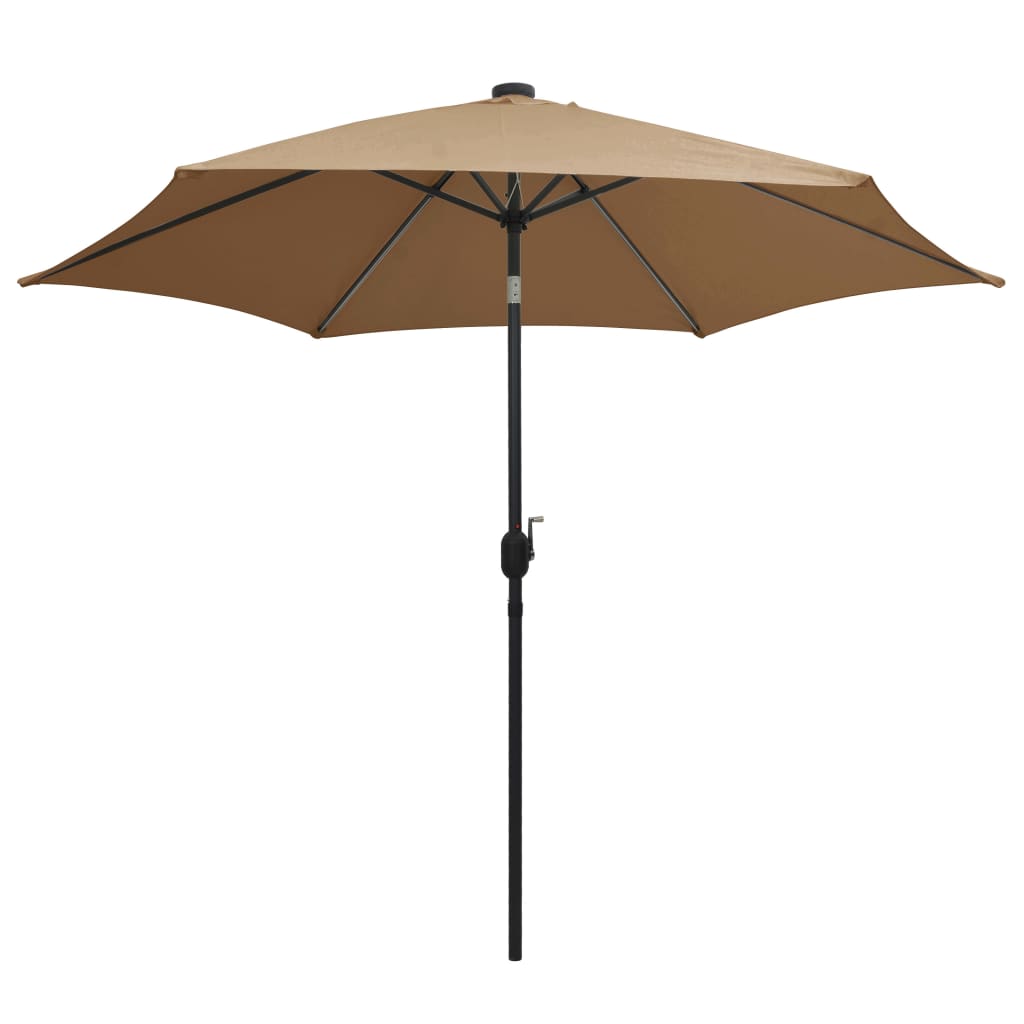 Thumbnail - vidaXL Sonnenschirm mit LED-Beleuchtung und Alu-Mast 300 cm Taupe