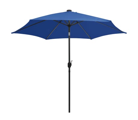 vidaXL parasol med LED-lys og aluminiumsstang 300 cm azurblå
