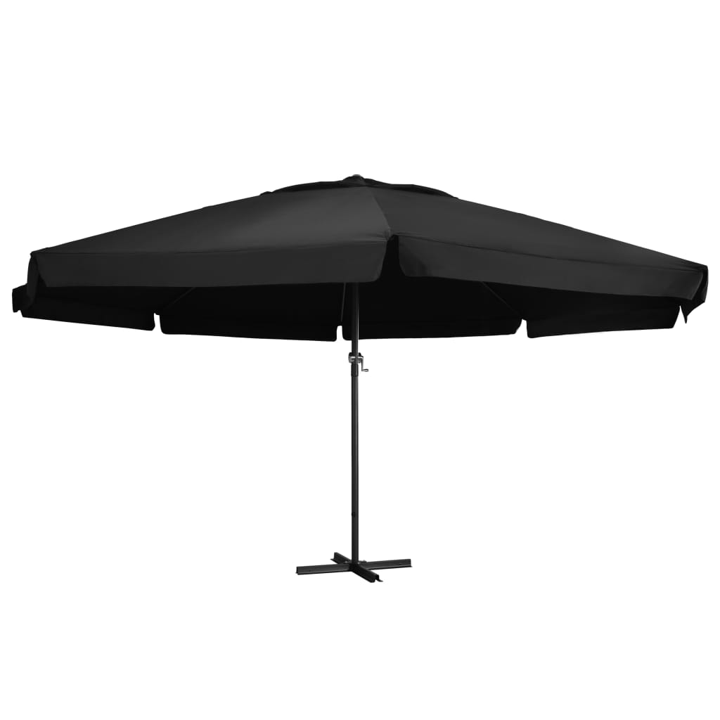 vidaXL Umbrelă de soare de grădină, stâlp din aluminiu, negru, 500 cm