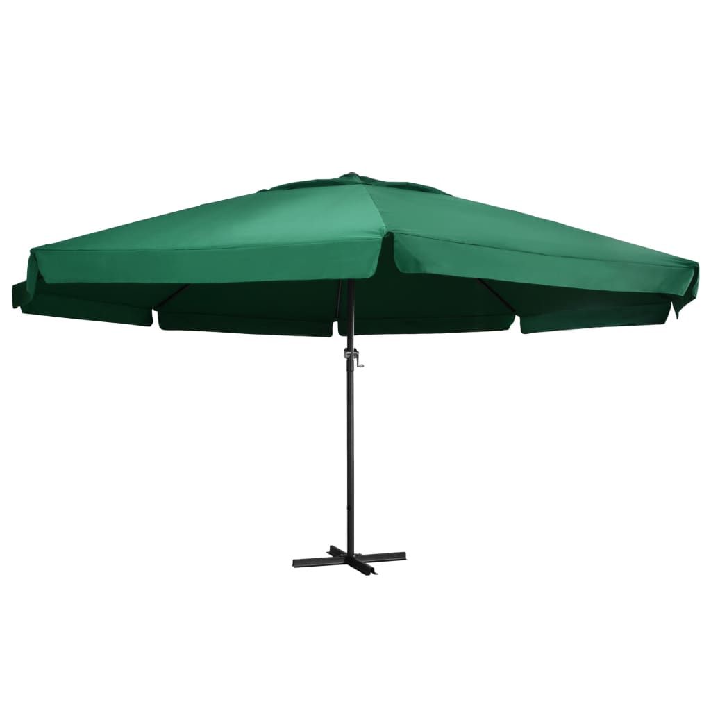 vidaXL Umbrelă de soare de grădină, stâlp aluminiu, verde, 600 cm