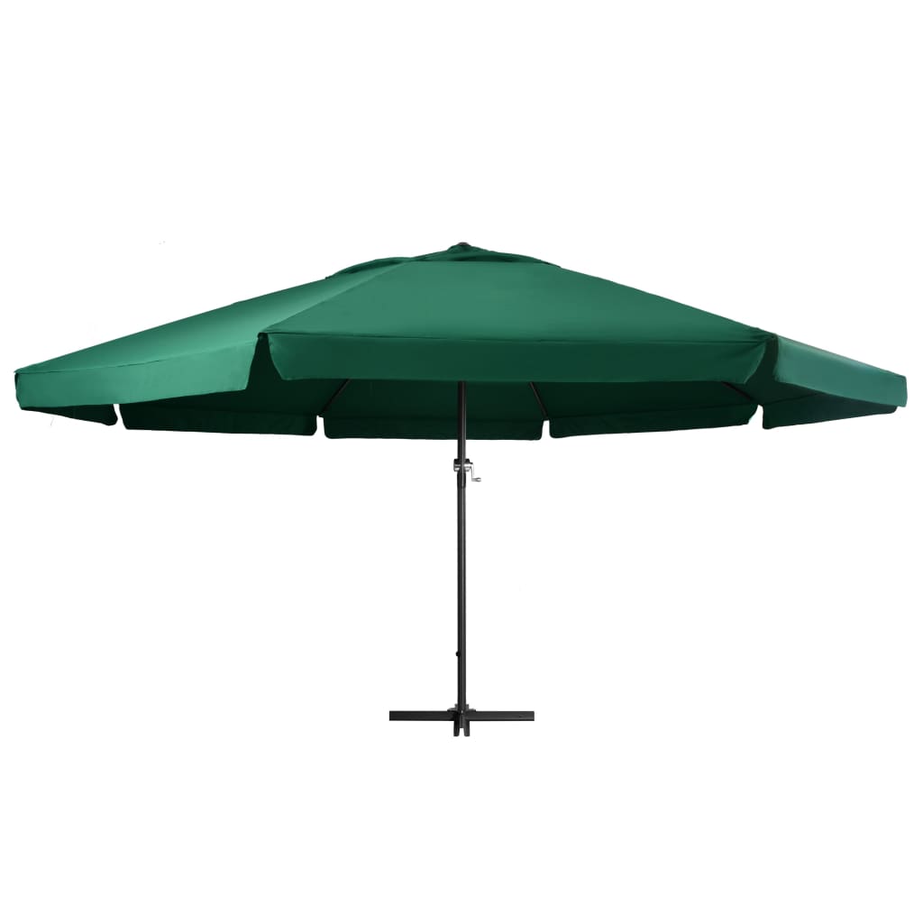 vidaXL Градински чадър с алуминиев прът, 600 см, зелен