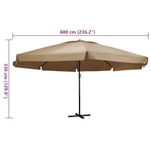 Zahradní slunečník s hliníkovou tyčí 600 cm taupe - obrázek 6