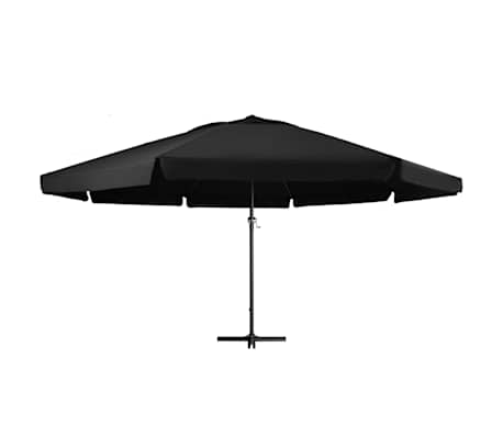 vidaXL Sodo skėtis nuo saulės su aliuminio stulpu, juodas, 600cm