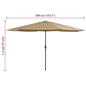 Zahradní slunečník s kovovou tyčí 390 cm taupe - obrázek 7