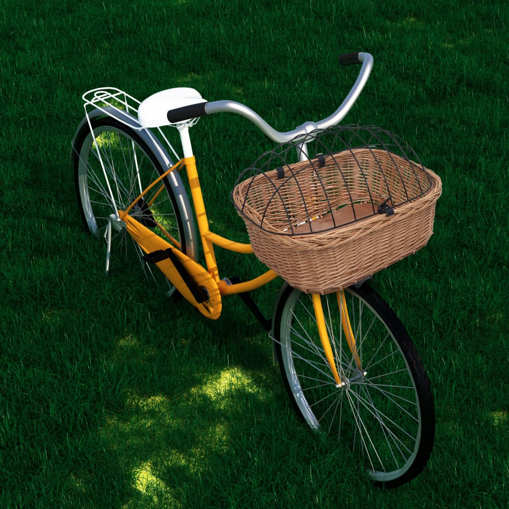 vidaXL Coș frontal bicicletă cu capac, 50x45x35 cm, salcie naturală