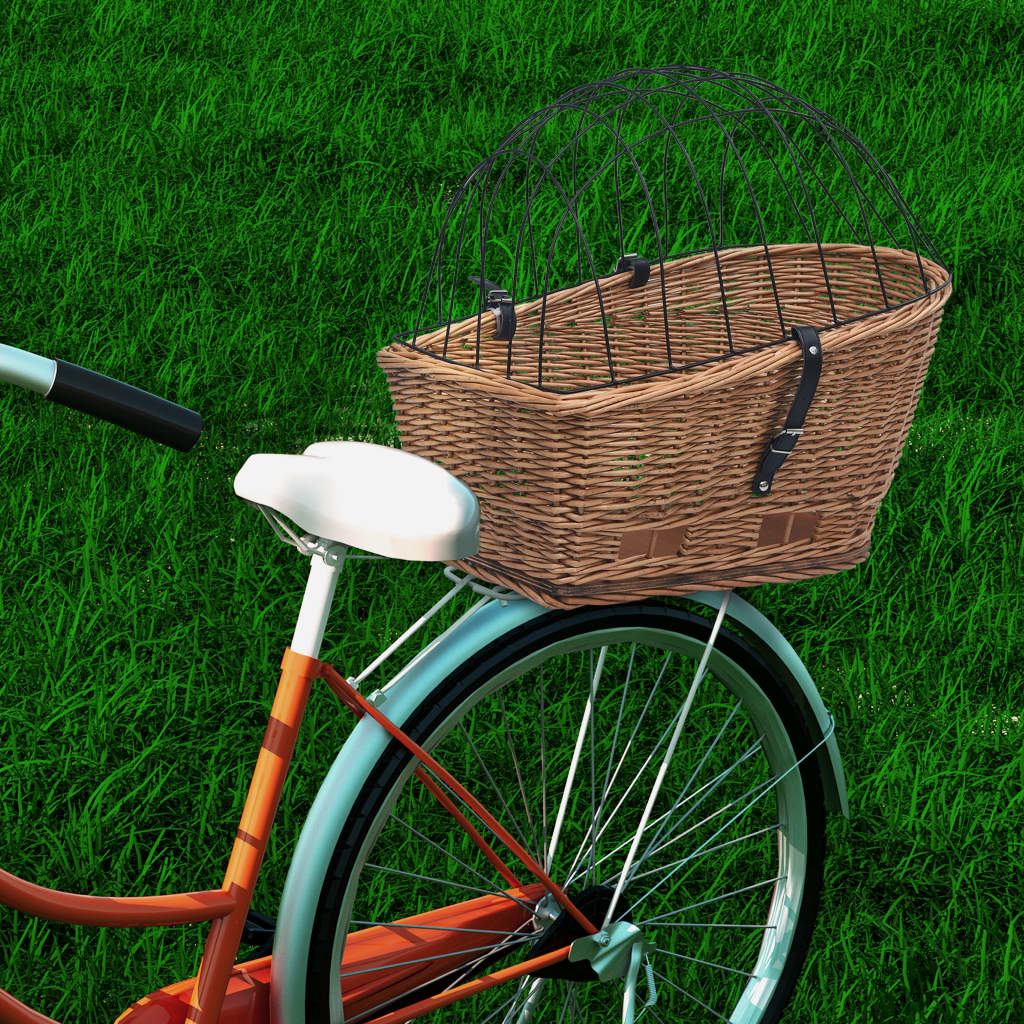 vidaXL Coș portbagaj bicicletă cu capac 55x31x36 cm, răchită naturală vidaXL imagine 2022 1-1.ro