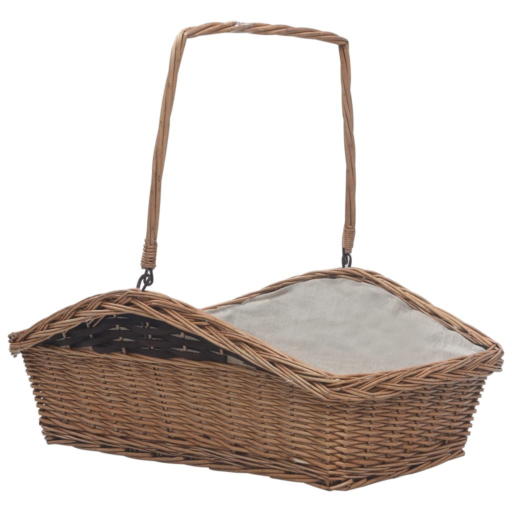 286989 vidaXL Firewood Basket with Handle 61,5×46,5×58 cm Brown Willow