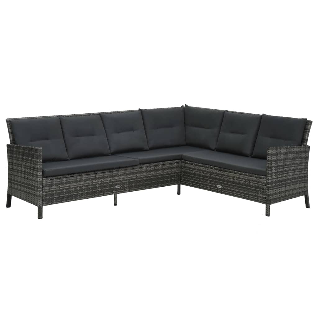 vidaXL 4-részes szürke polyrattan kerti bútorszett párnákkal