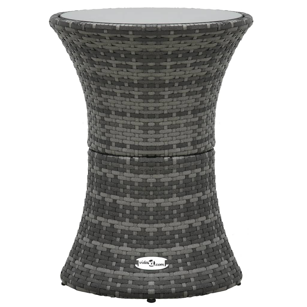 

vidaXL Patio Side Table Drum Shape Gray Poly Rattan