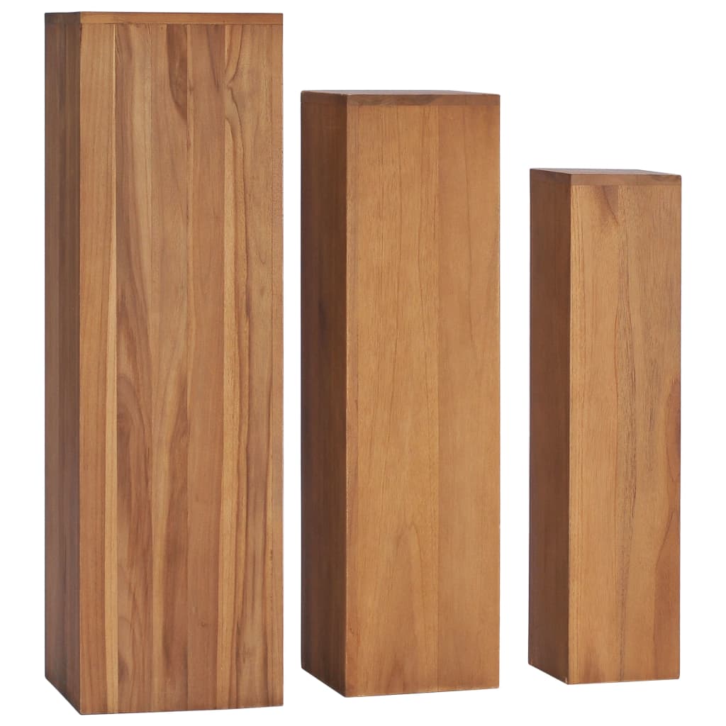 3 Piece Plant Stand Set Solid Teak Wood