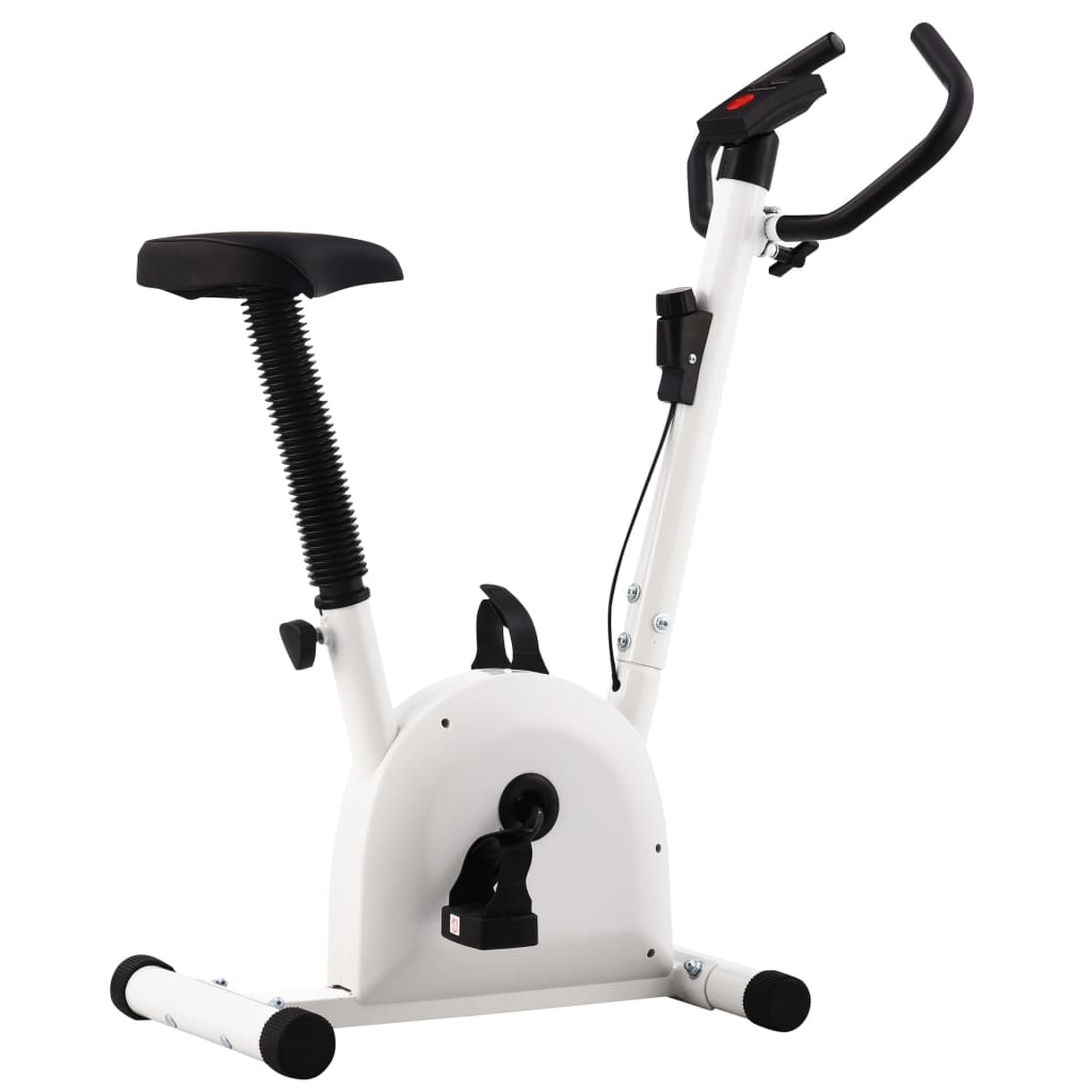vidaXL Bicicletă fitness cu curea de rezistență, alb vidaxl.ro
