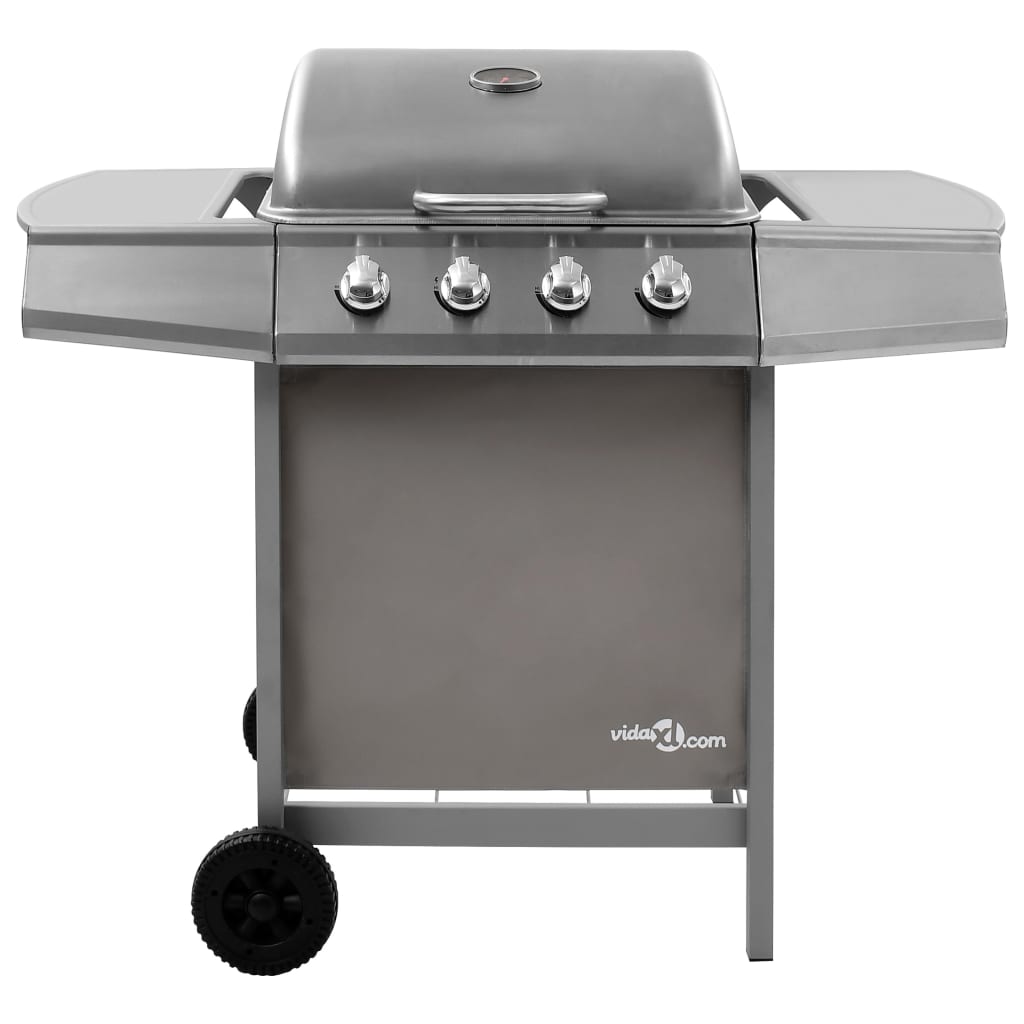 vidaXL Gasbarbecue met 4 branders zilverkleurig afbeelding