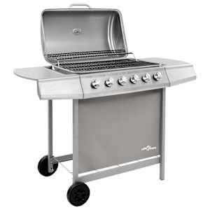 vidaXL Gasgrill mit 6 Flammen Silbern