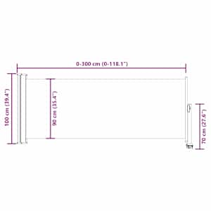 Zatahovací boční markýza / zástěna na terasu 100 x 300 cm modrá - obrázek 12