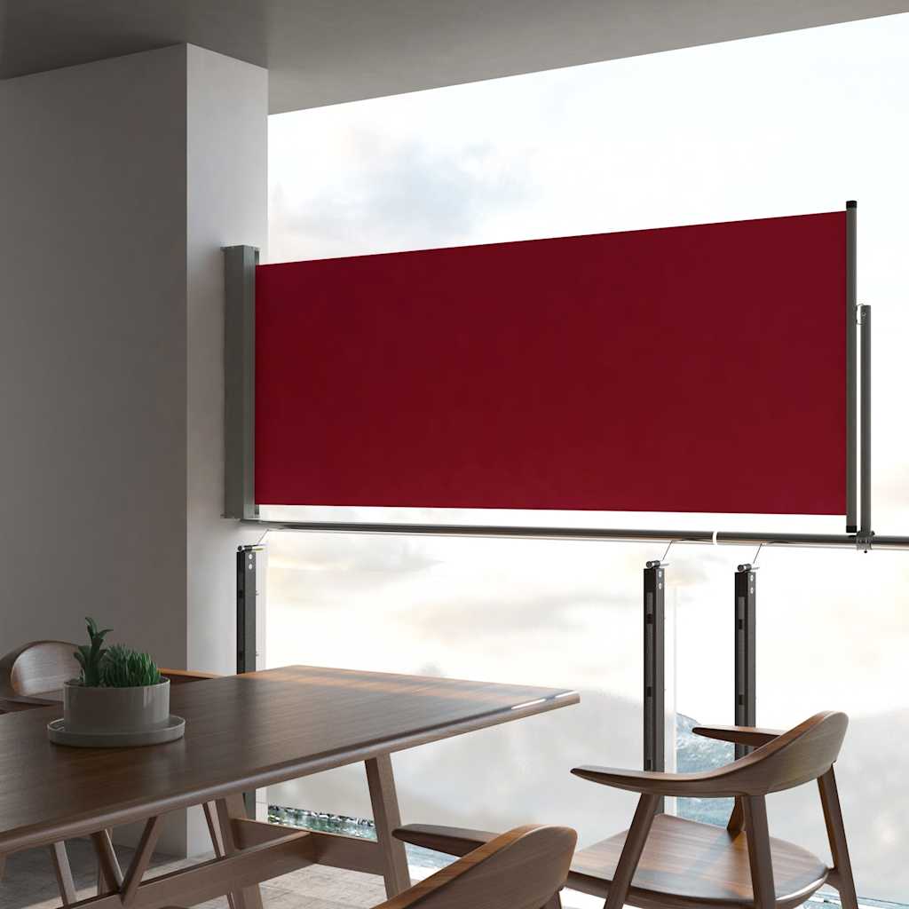 Uttrekkbar sidemarkise 100x300 cm rød
