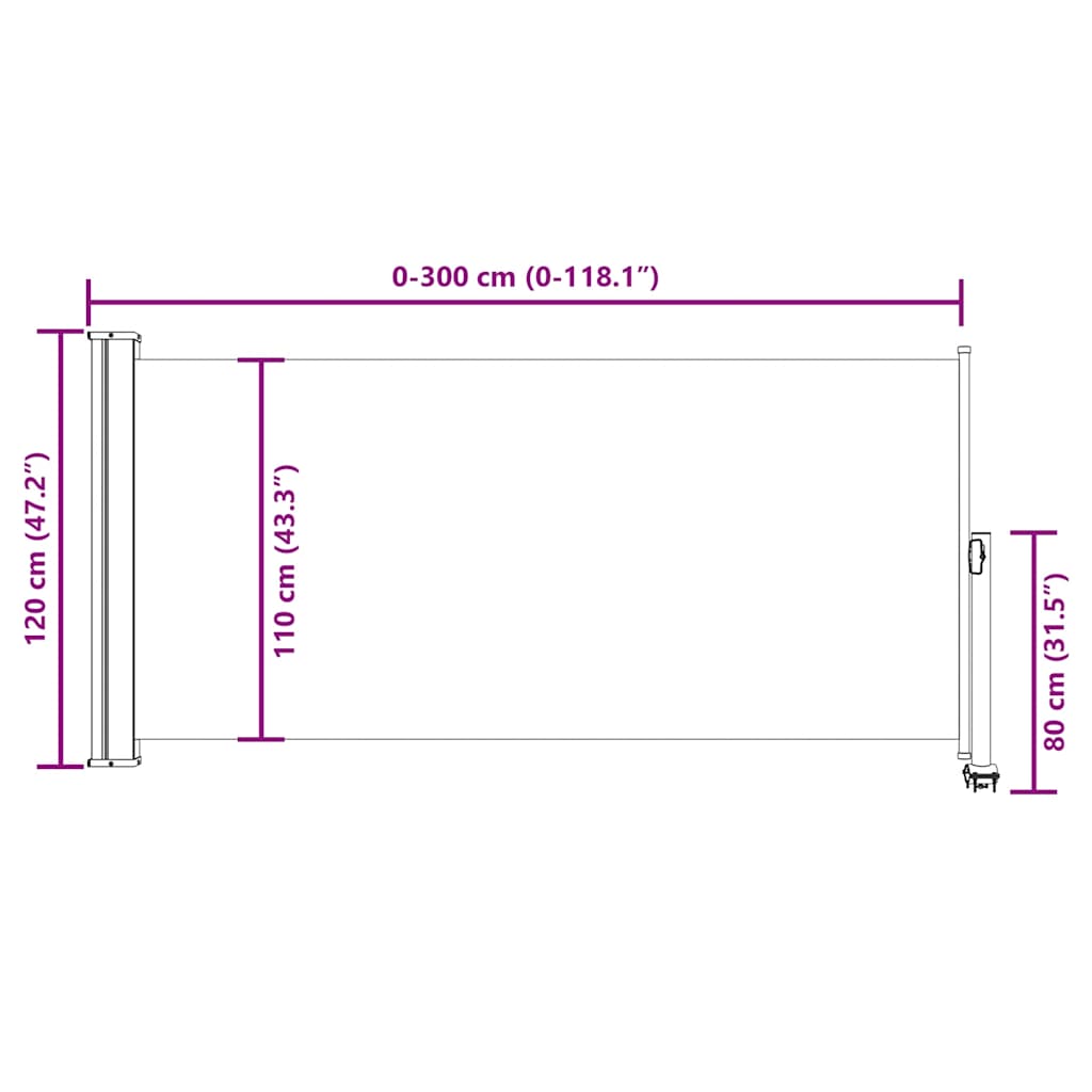 izvelkama sānu markīze, 120x300 cm, zila