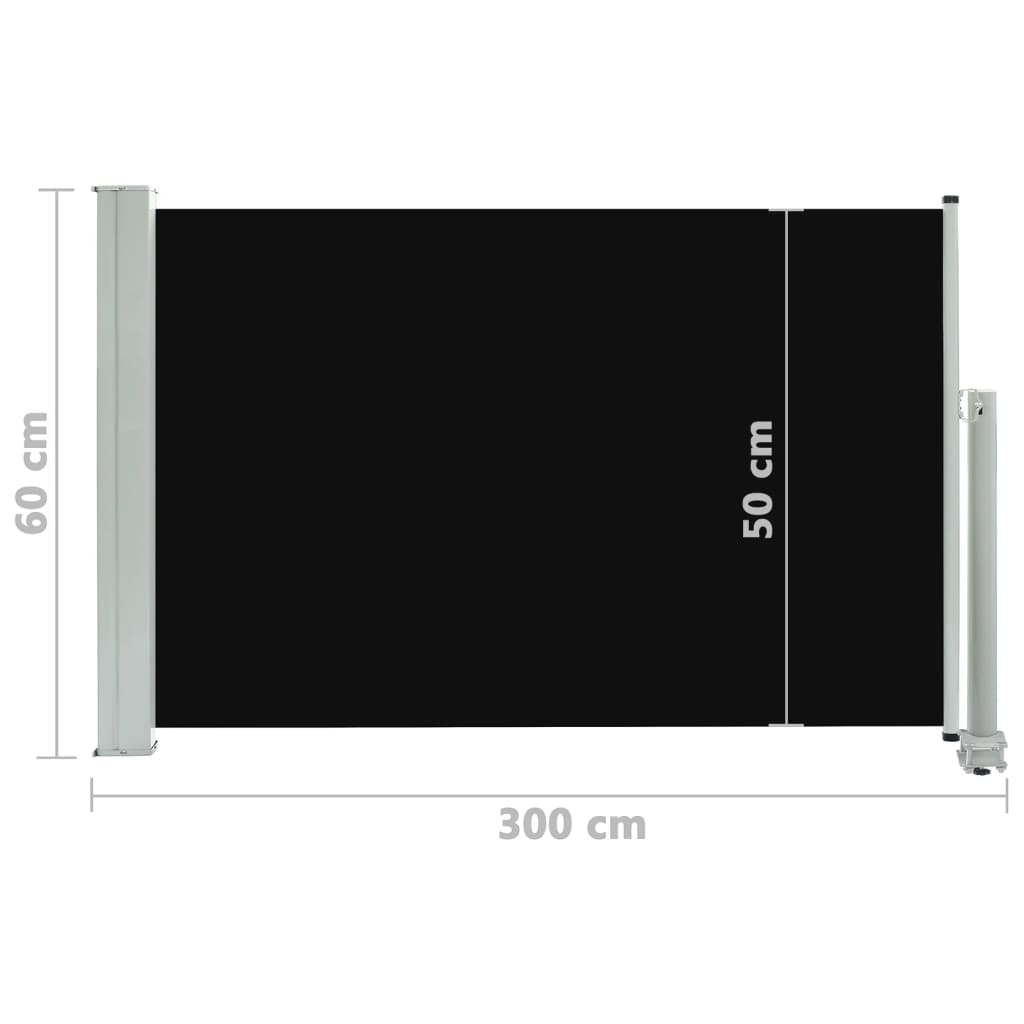 Uvlačiva bočna tenda za terasu 60 x 300 cm crna