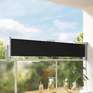Zatahovací boční markýza / zástěna na terasu 60 x 300 cm černá - obrázek 1