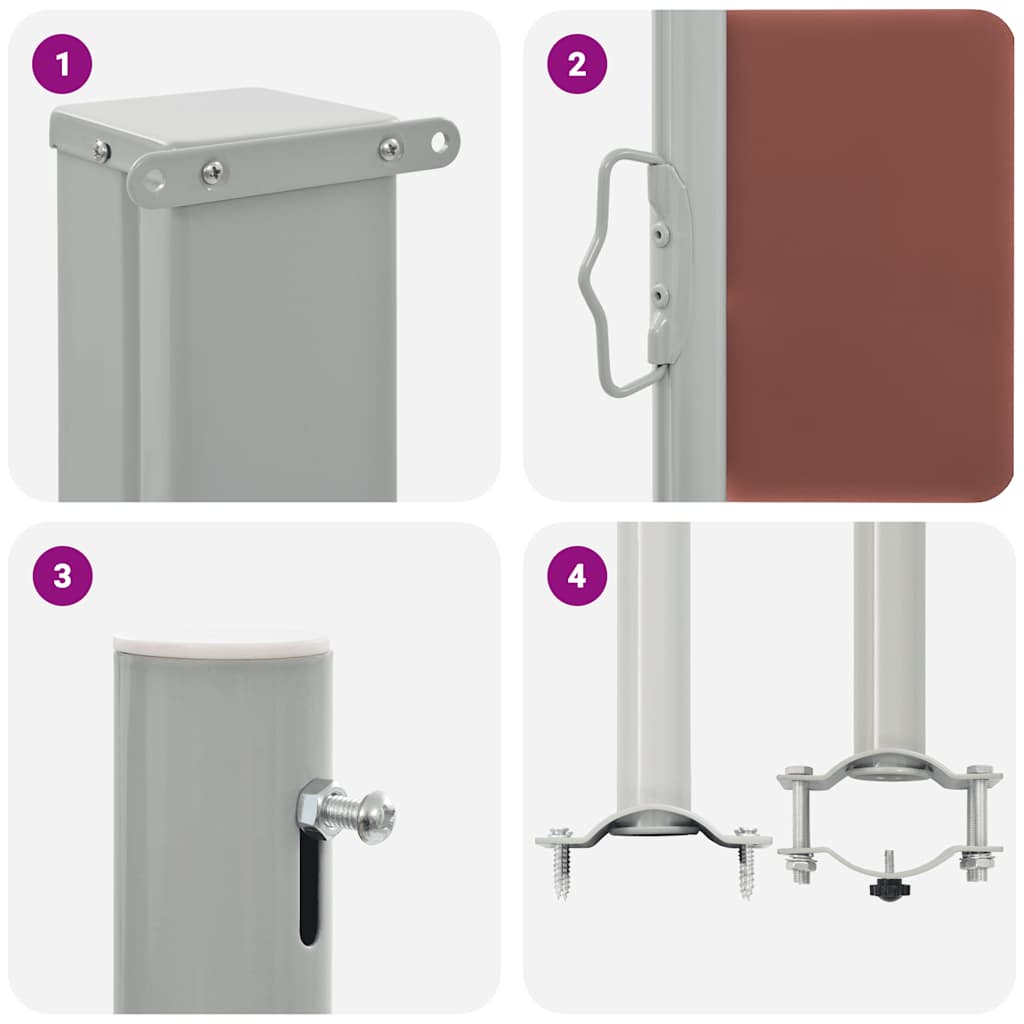 Прибираща се дворна странична тента, 60x300 см, кафява - Image 11