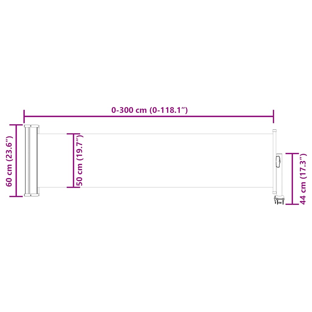 Zložljiva stranska tenda za teraso 60x300 cm modra - slika 12