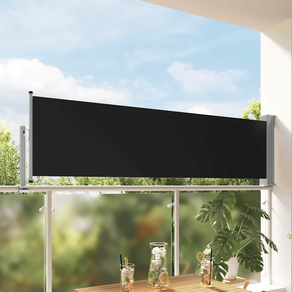 vidaXL Ausziehbare Seitenmarkise 80×300 cm Schwarz