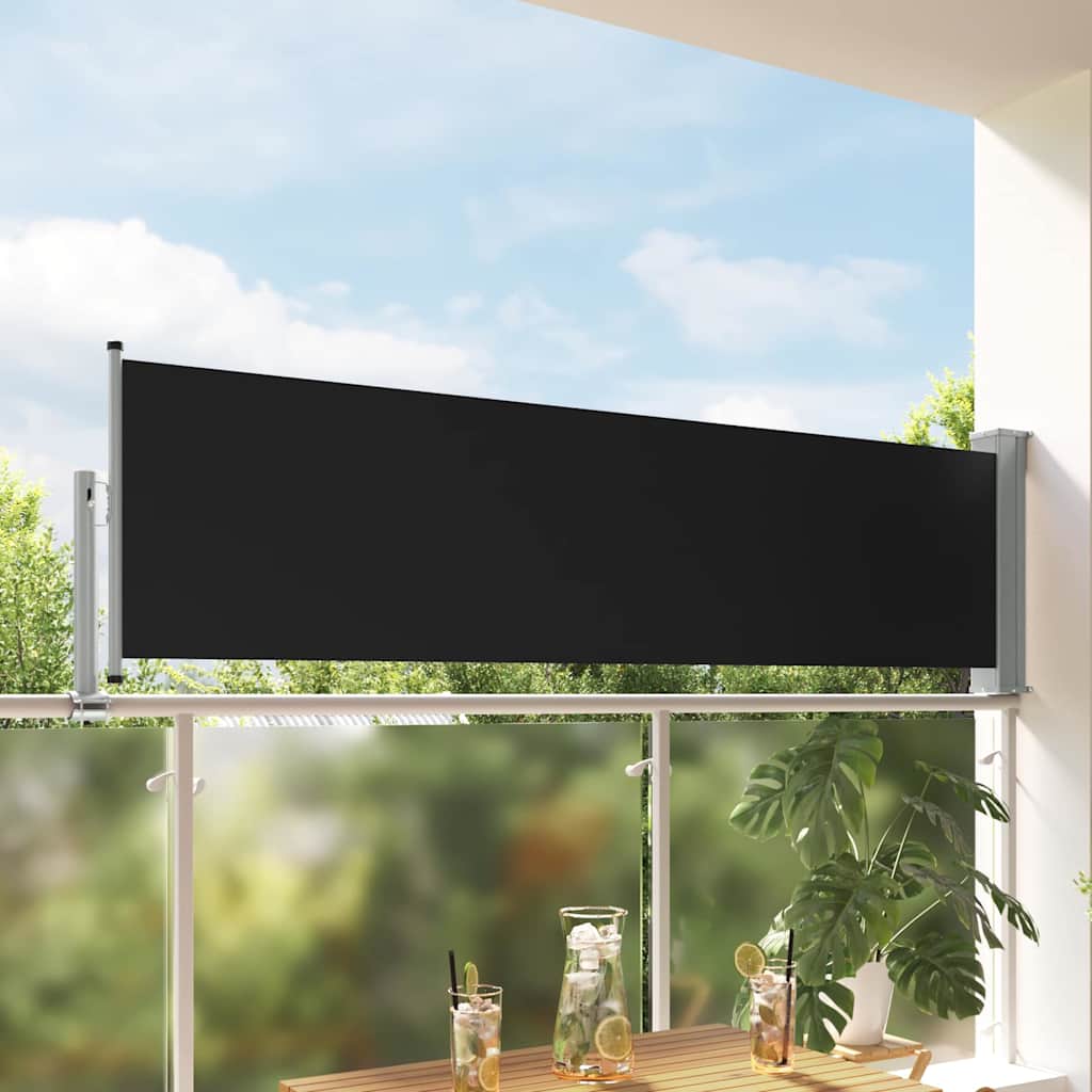 vidaXL Ausziehbare Seitenmarkise 80×300 cm Schwarz