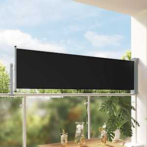 Zatahovací boční markýza / zástěna na terasu 80 x 300 cm černá - obrázek 1