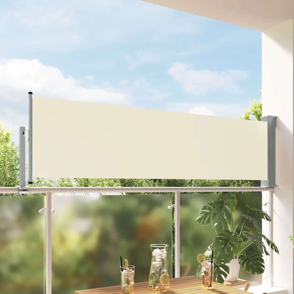 vidaXL Ausziehbare Seitenmarkise 80×300 cm Creme
