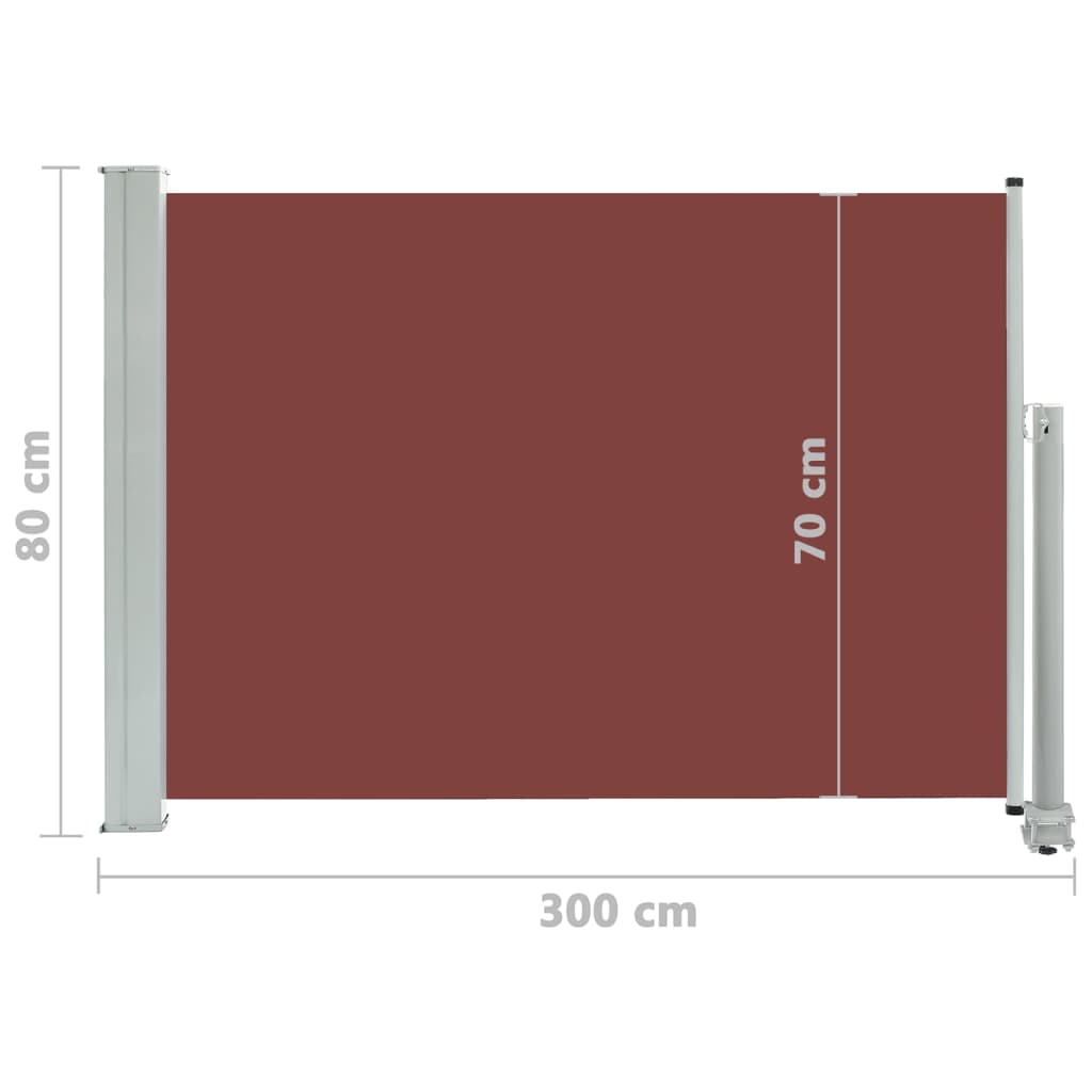 Zložljiva stranska tenda za teraso 80x300 cm rjava