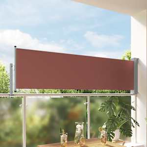 Zatahovací boční markýza / zástěna na terasu 80 x 300 cm hnědá - obrázek 1