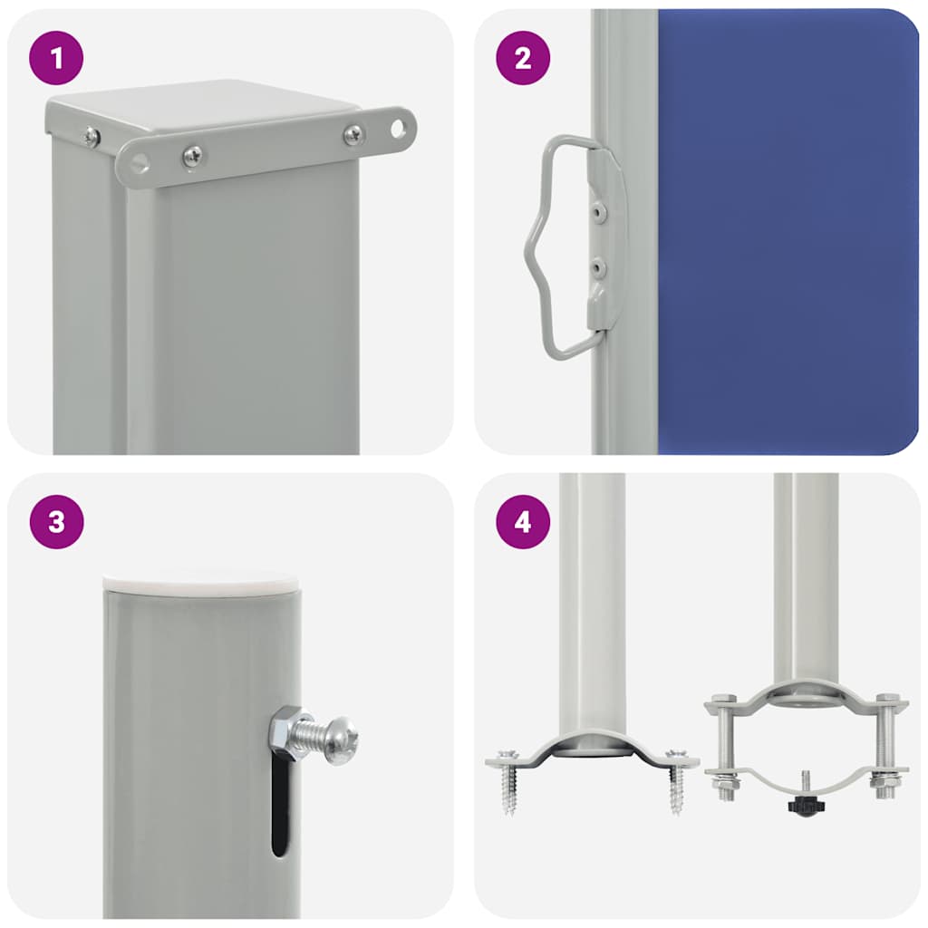 Tuinscherm uittrekbaar 80x300 cm blauw image 10