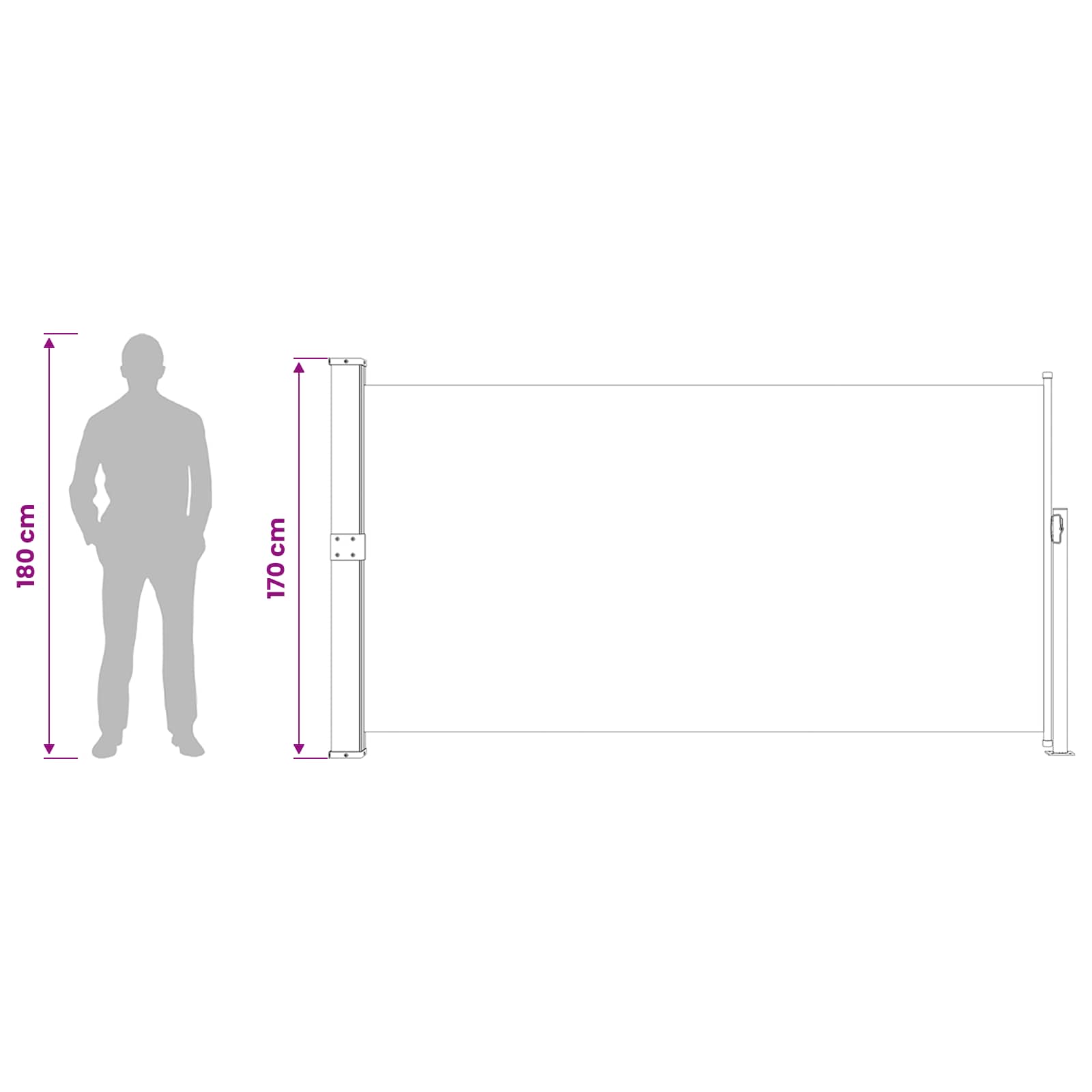 Patio Retractable Side Awning size guide