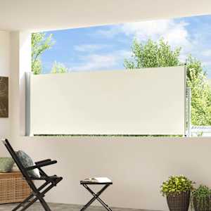 Zatahovací boční markýza/zástěna na terasu 100 x 300 cm krémová - obrázek 3