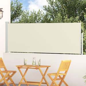 Zatahovací boční markýza/zástěna na terasu 100 x 300 cm krémová - obrázek 1