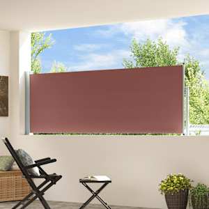 Zatahovací boční markýza / zástěna na terasu 100 x 300 cm hnědá - obrázek 3