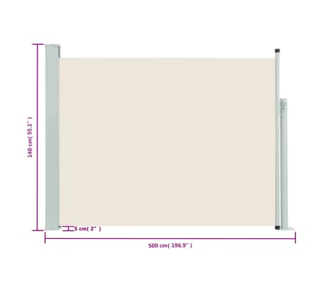 Vidaxl Patio Retractable Side Awning 55 1 X196 9 Cream Vidaxl Com