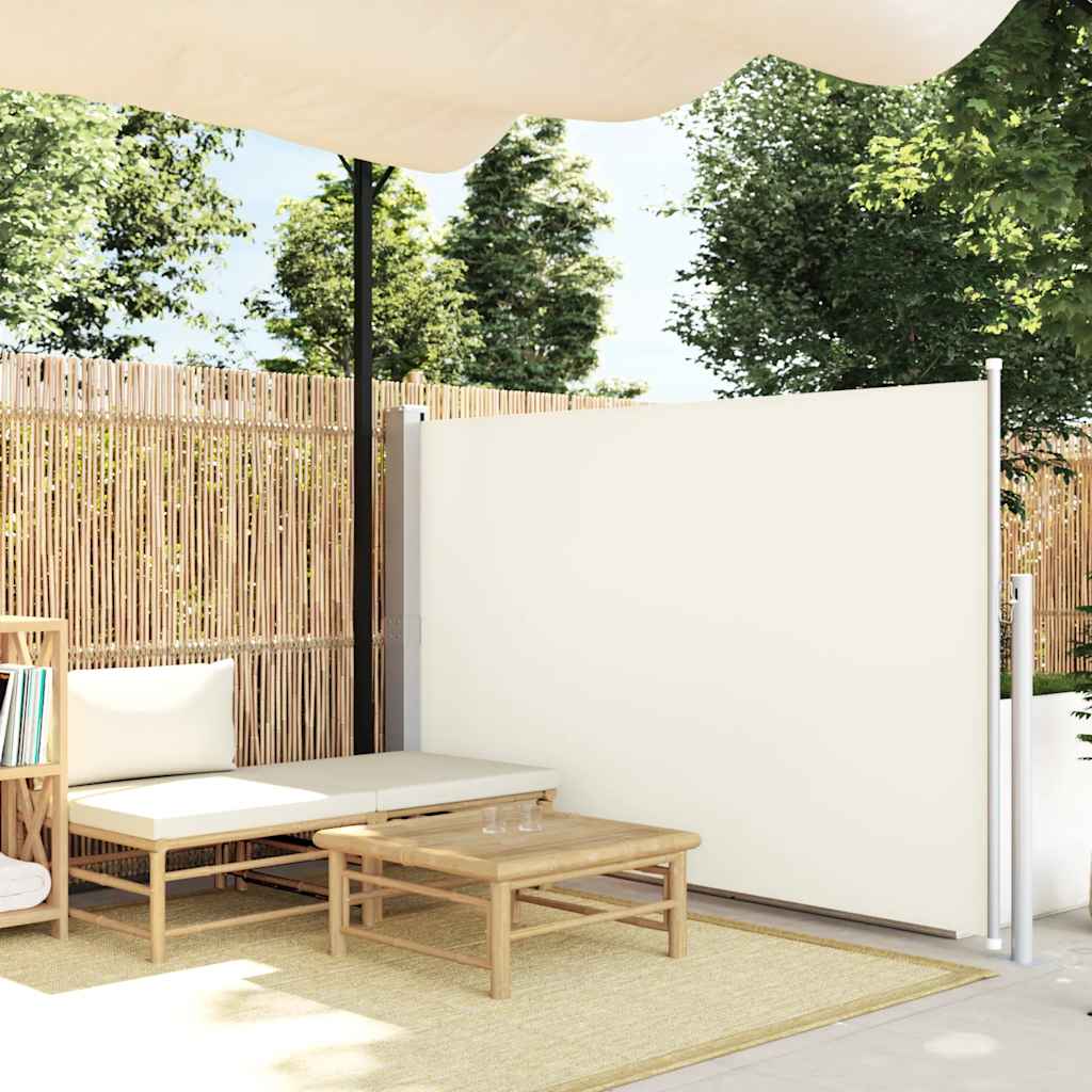 Auvent latéral rétractable de patio 140x500 cm Crème