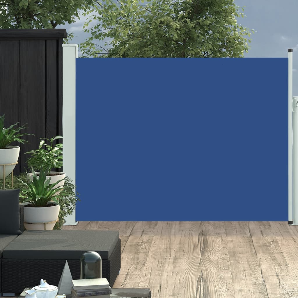 vidaXL Sisäänvedettävä terassin sivumarkiisi 140×500 cm sininen